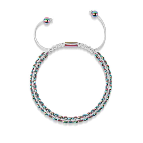 Chamäleon-Glieder | Mini-Kismet-Armband | Weiß x Einhorn Silber